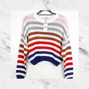 John + Jenn NWT Striped Crochet Knit Sweater